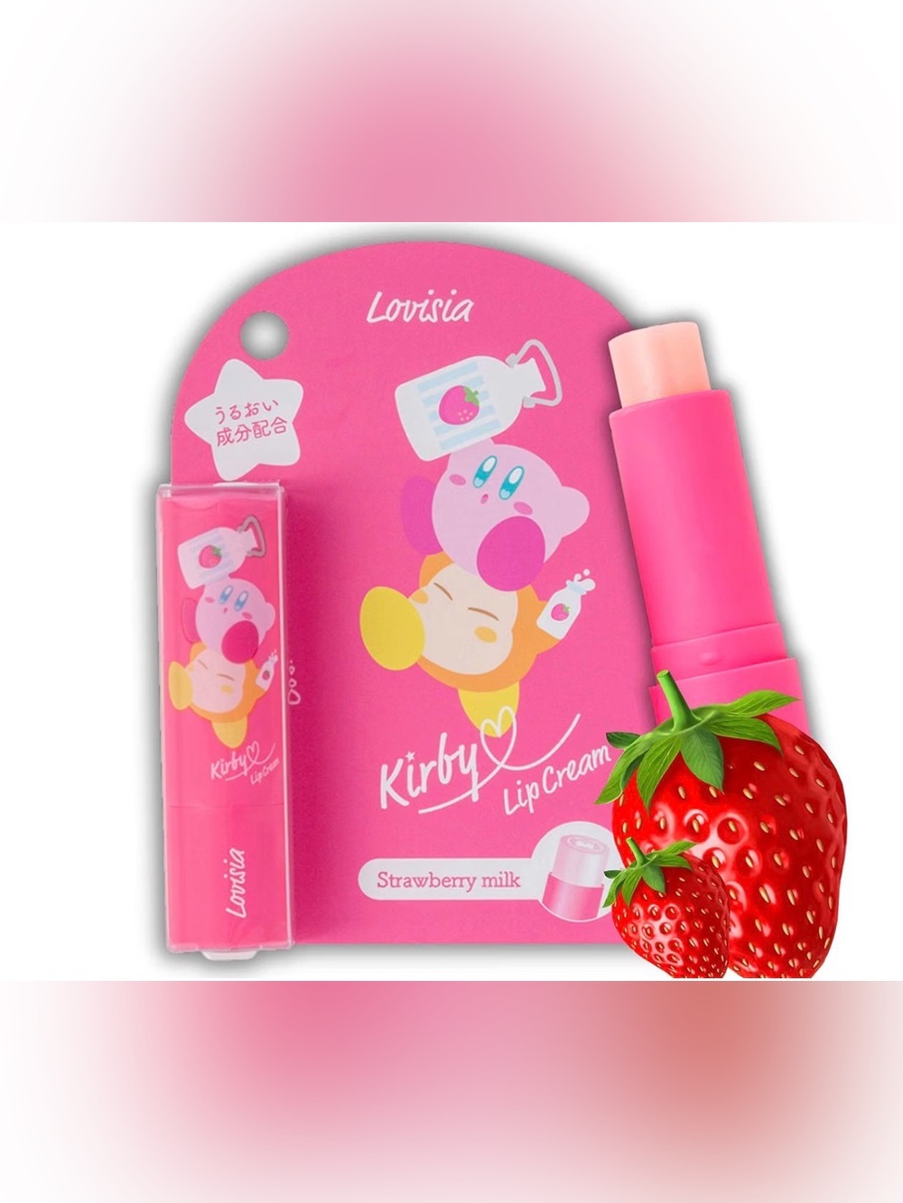 KIRBY LIP BALM STRAWBERRY MILK LIP CREAM JAPAN IMPORT NWT